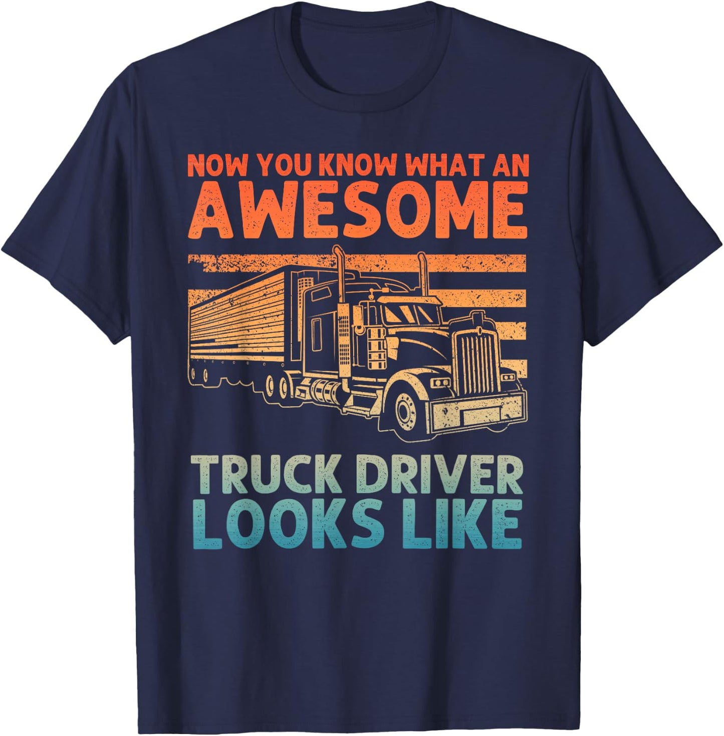 Truck Driver Art Women Truck Driver Trucking Trucker T-Shirt - T-Shirt | Navy