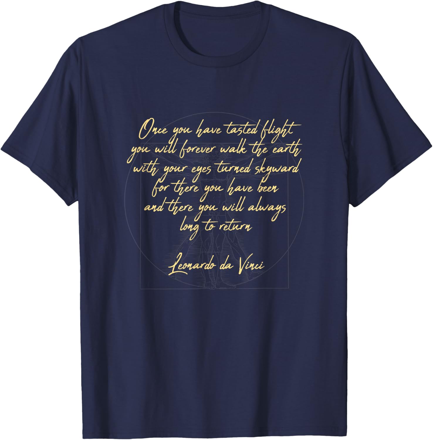 Flying quote Airline Pilot Leonardo T-Shirt - T-Shirt | Navy