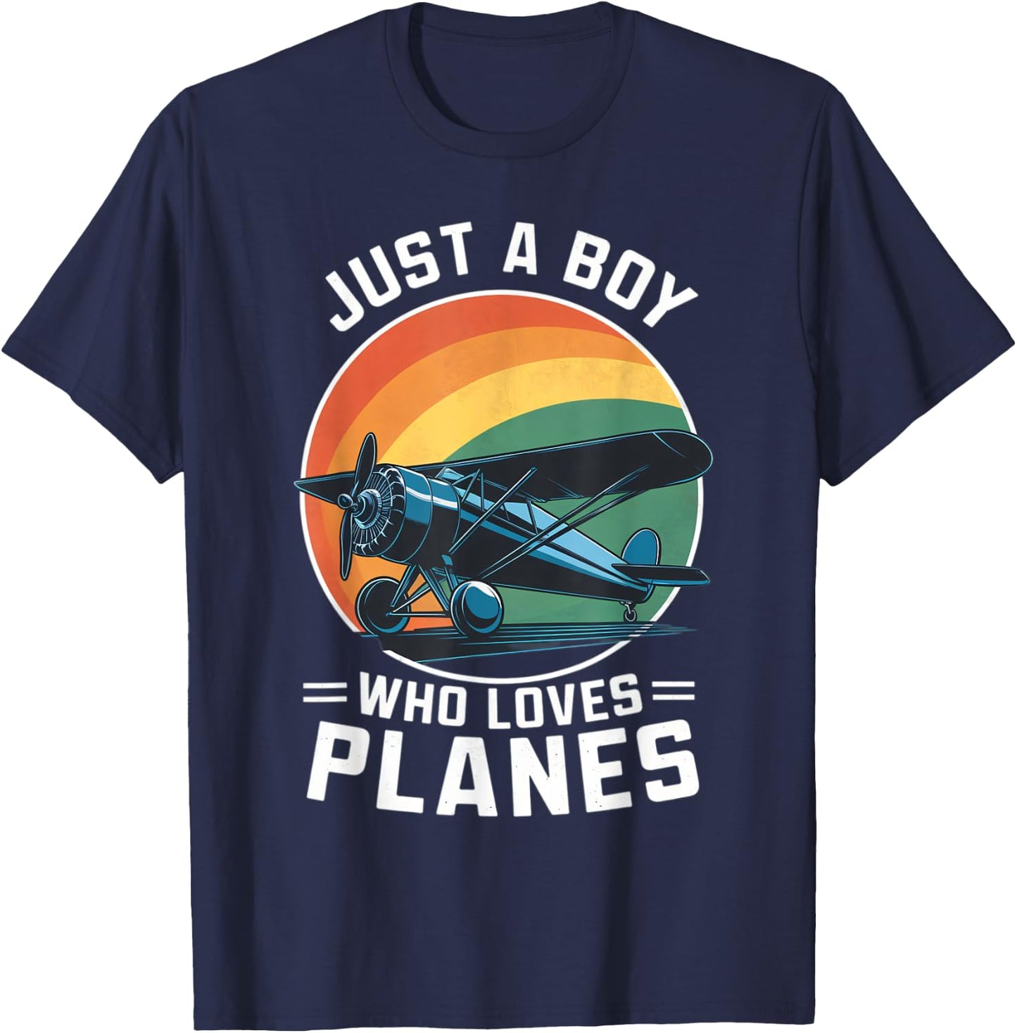 Just A Boy Who Loves Planes Toddler Airplane Lover Cute T-Shirt - T-Shirt | Navy