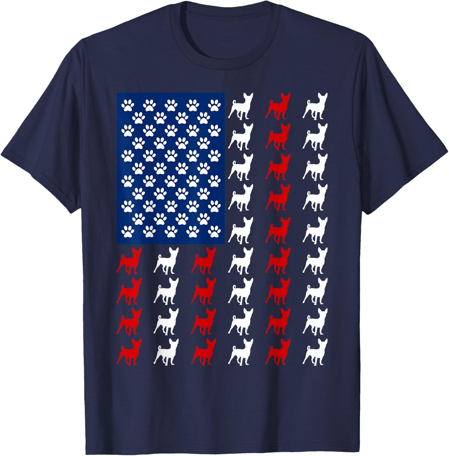 USA American Flag Chihuahua Lovers Fourth of July Patriotic T-Shirt - T-Shirt | Navy