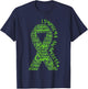 Lymphoma Awareness Lime Green Ribbon With Positive Words T-Shirt - T-Shirt | Navy