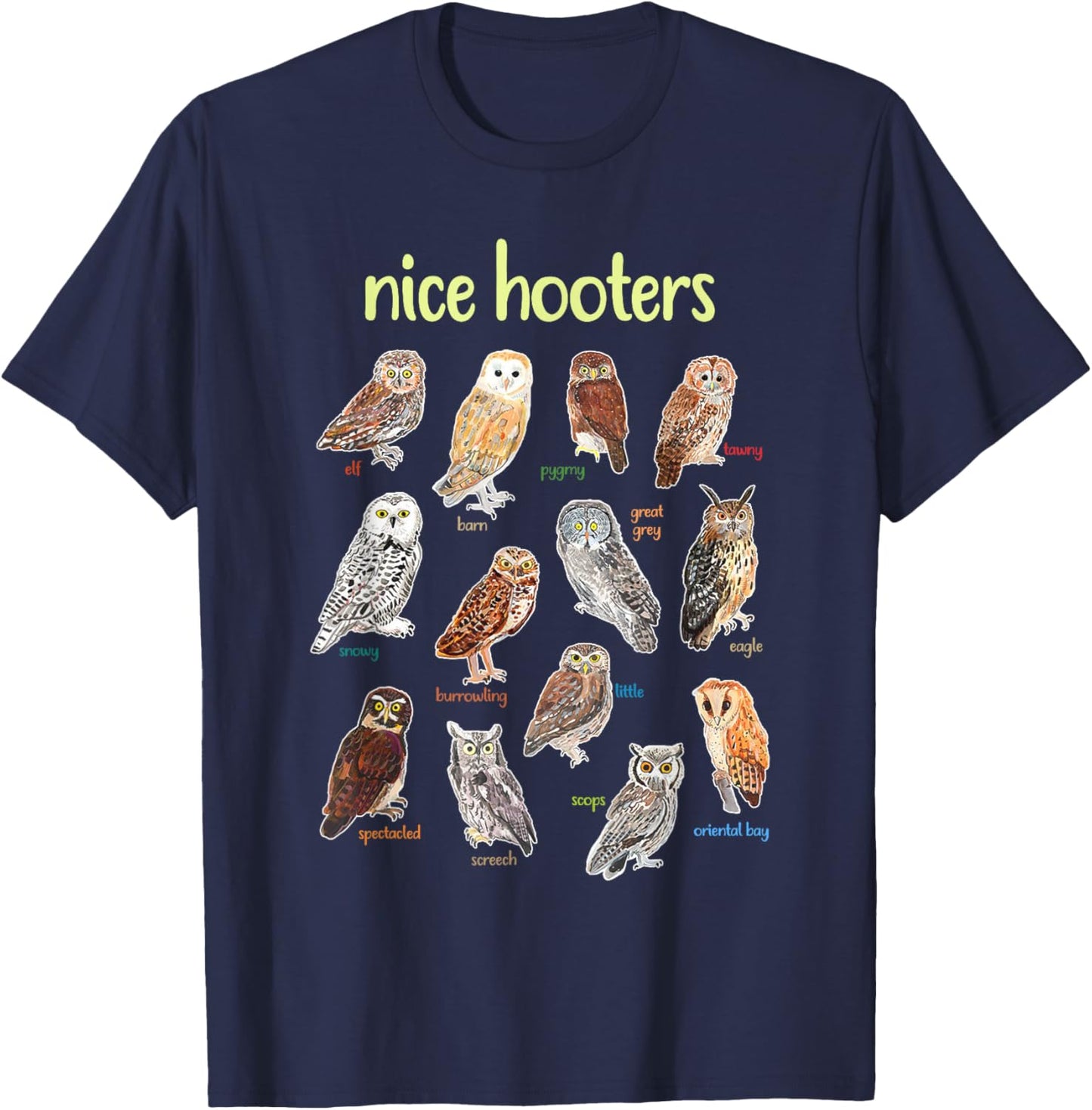 Nice Hooters Owl Bird Pun Funny Adult Joke Birdwatcher T-Shirt - T-Shirt | Navy