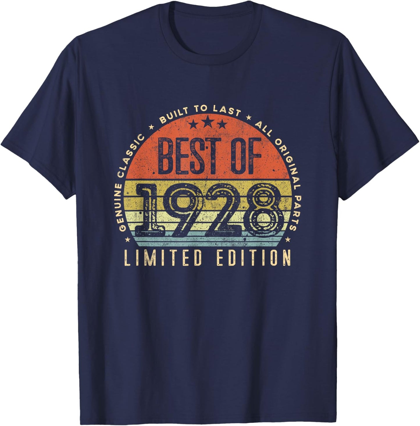Vintage 1928 Limited Edition Retro Best of 1928 Men Women T-Shirt - T-Shirt | Navy