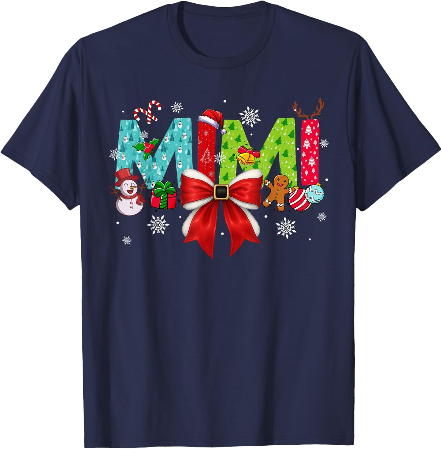 Christmas Mimi Coquette Bow Mimi Christmas T-Shirt - T-Shirt | Navy