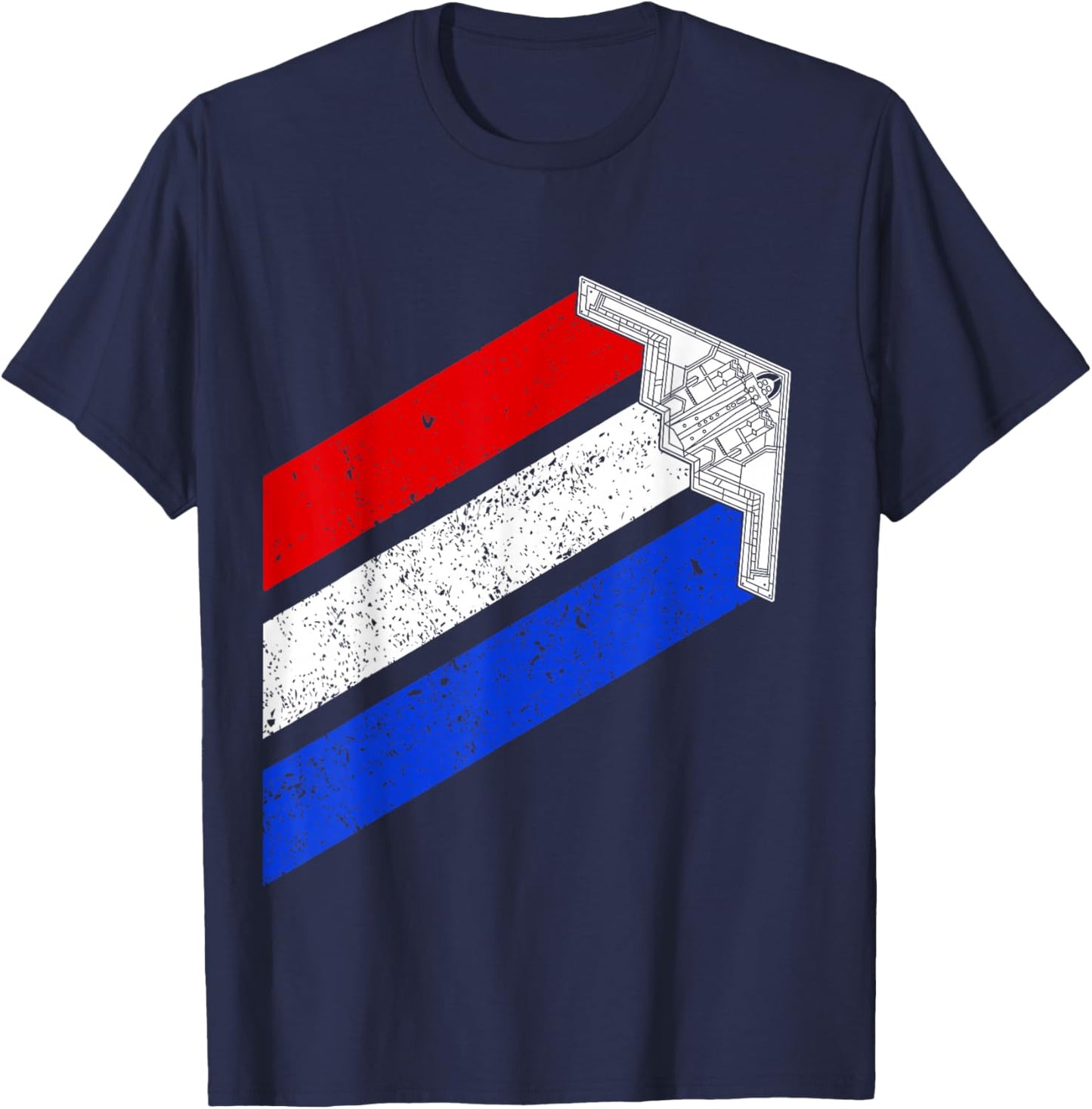 B-2 Bomber Vintage USA Contrails Red White Blue Stealth B2 T-Shirt - T-Shirt | Navy