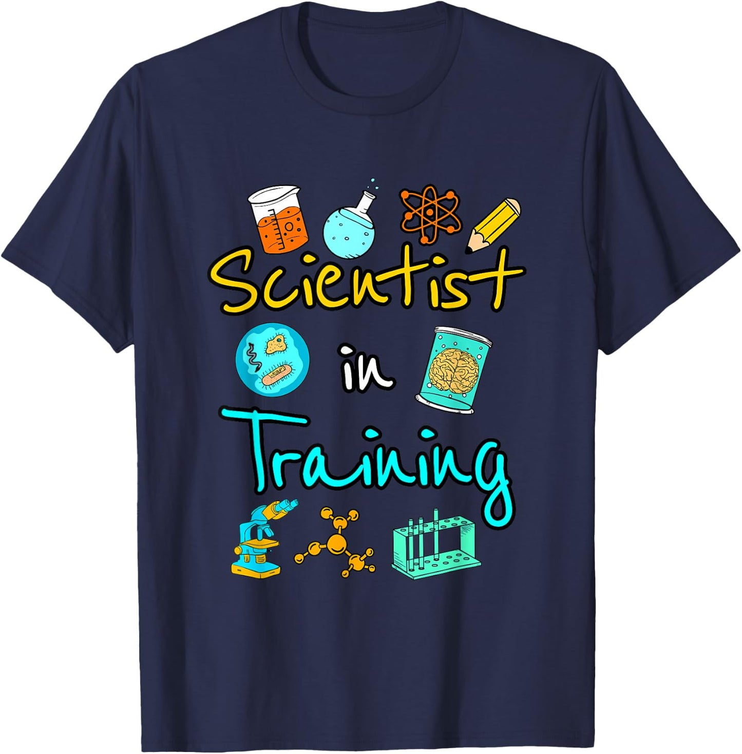 Scientist In Training Science Kids STEM Boys Girls T-Shirt - T-Shirt | Navy