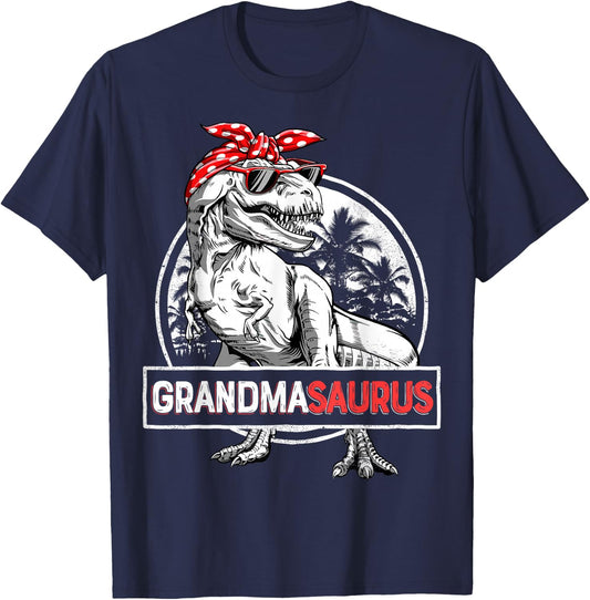 Grandmasaurus T rex Dinosaur Grandma Saurus Mother's Family T-Shirt - T-Shirt | Navy