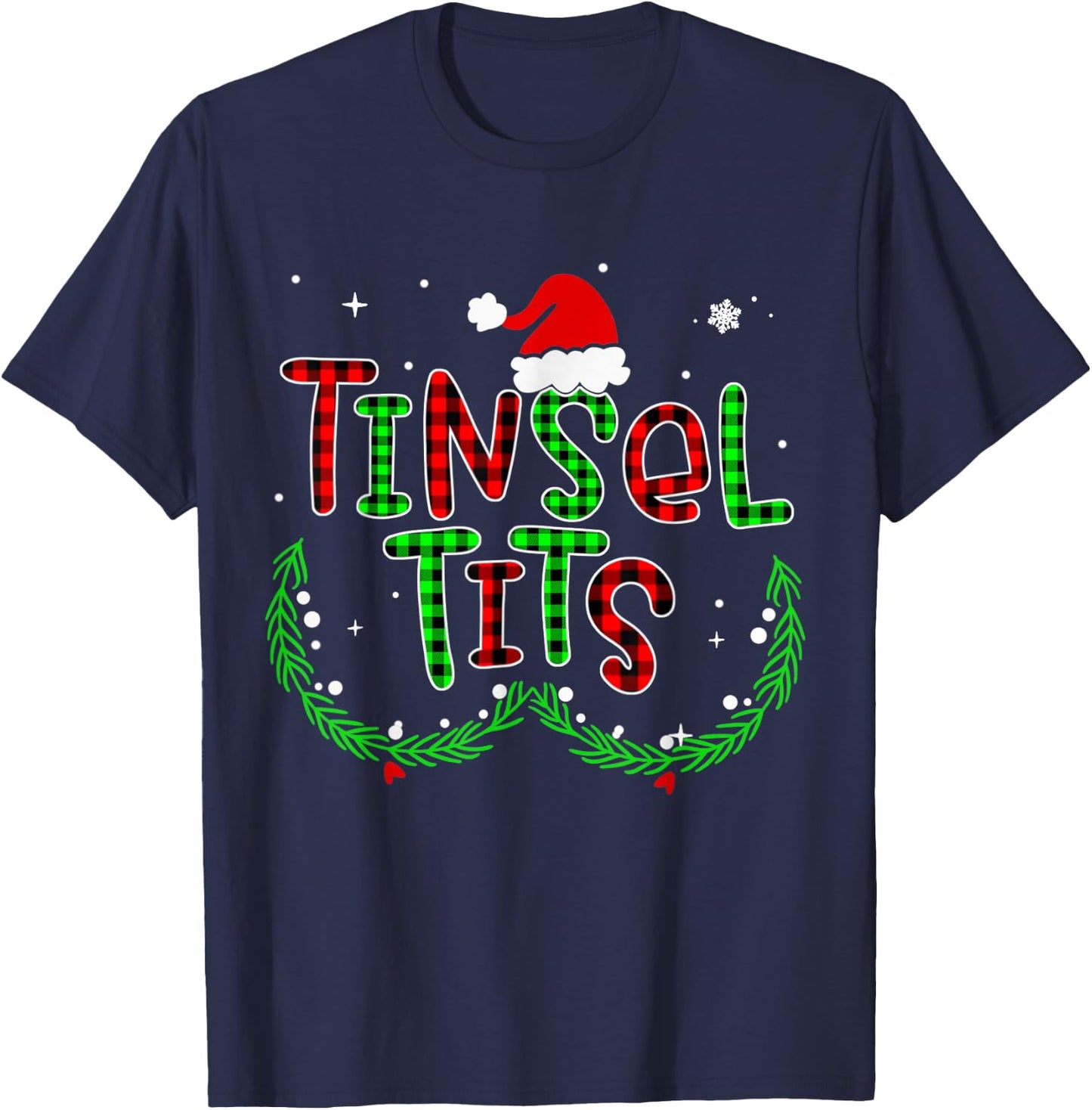 Tinsel Tits Jingle Balls Matching Christmas Couple Men Woman T-Shirt - T-Shirt | Navy