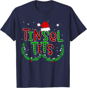 Tinsel Tits Jingle Balls Matching Christmas Couple Men Woman T-Shirt - T-Shirt | Navy