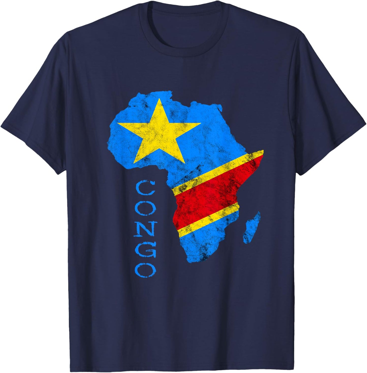 Congo Africa Map Congolese Flag African Roots DRC Pride T-Shirt - T-Shirt | Navy