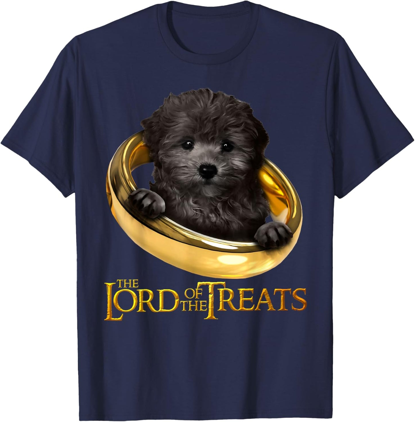 Lord of the Treats - Cute Black Maltipoo Puppy T-Shirt - T-Shirt | Navy