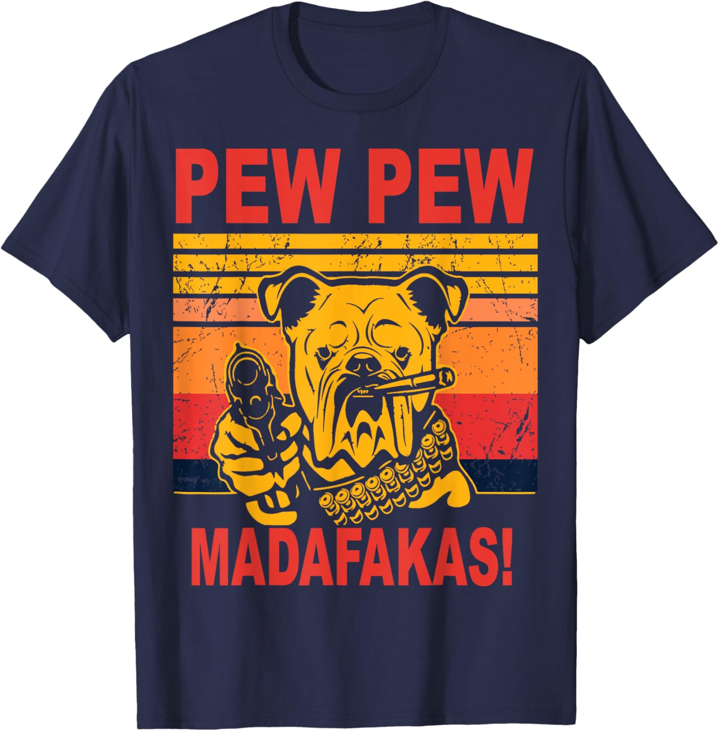 Pew Pew Madafakas Novelty Funny Dog Vintage Humor Gift Women T-Shirt - T-Shirt | Navy