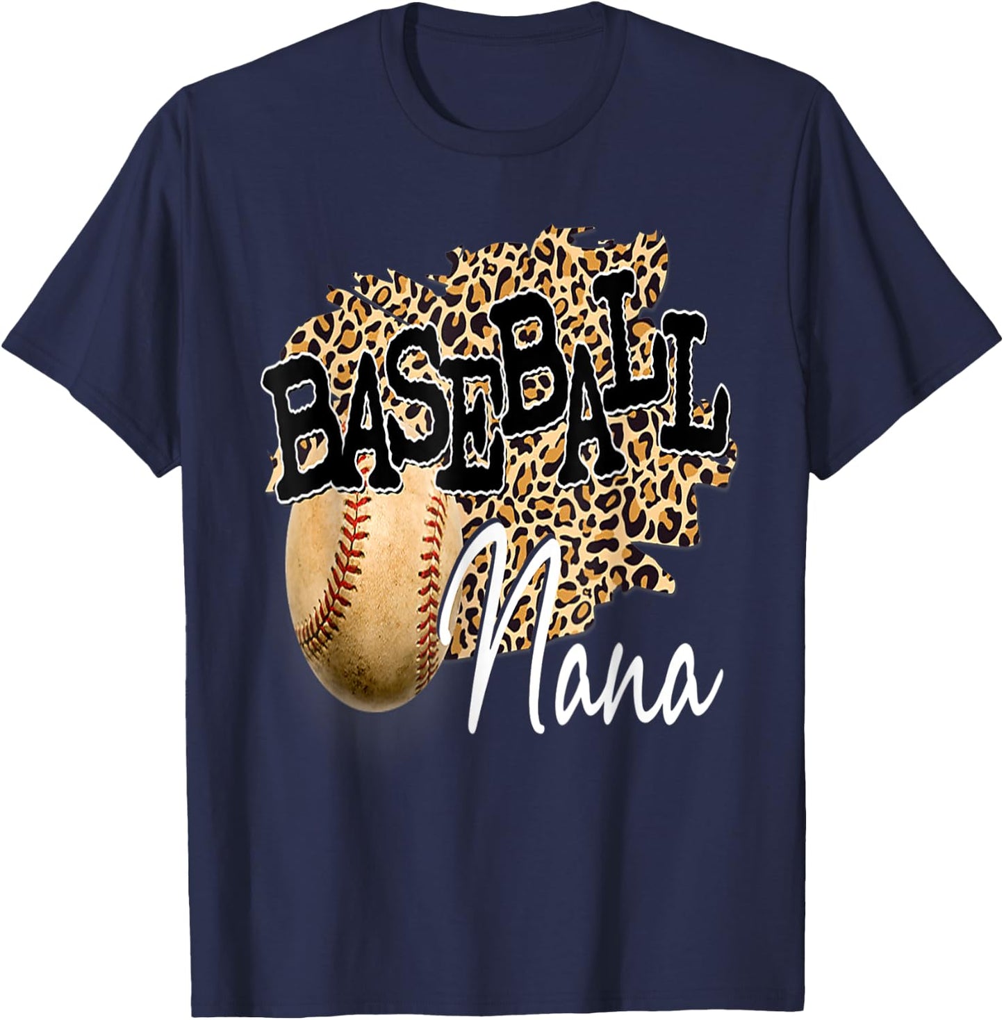 Baseball Nana Leopard Mother's Day women boys girls T-Shirt - T-Shirt | Navy