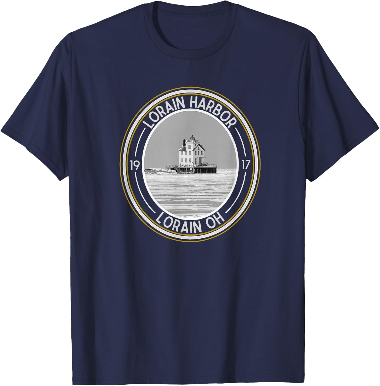 Lorain Harbor Lighthouse Ohio T-Shirt - T-Shirt | Navy