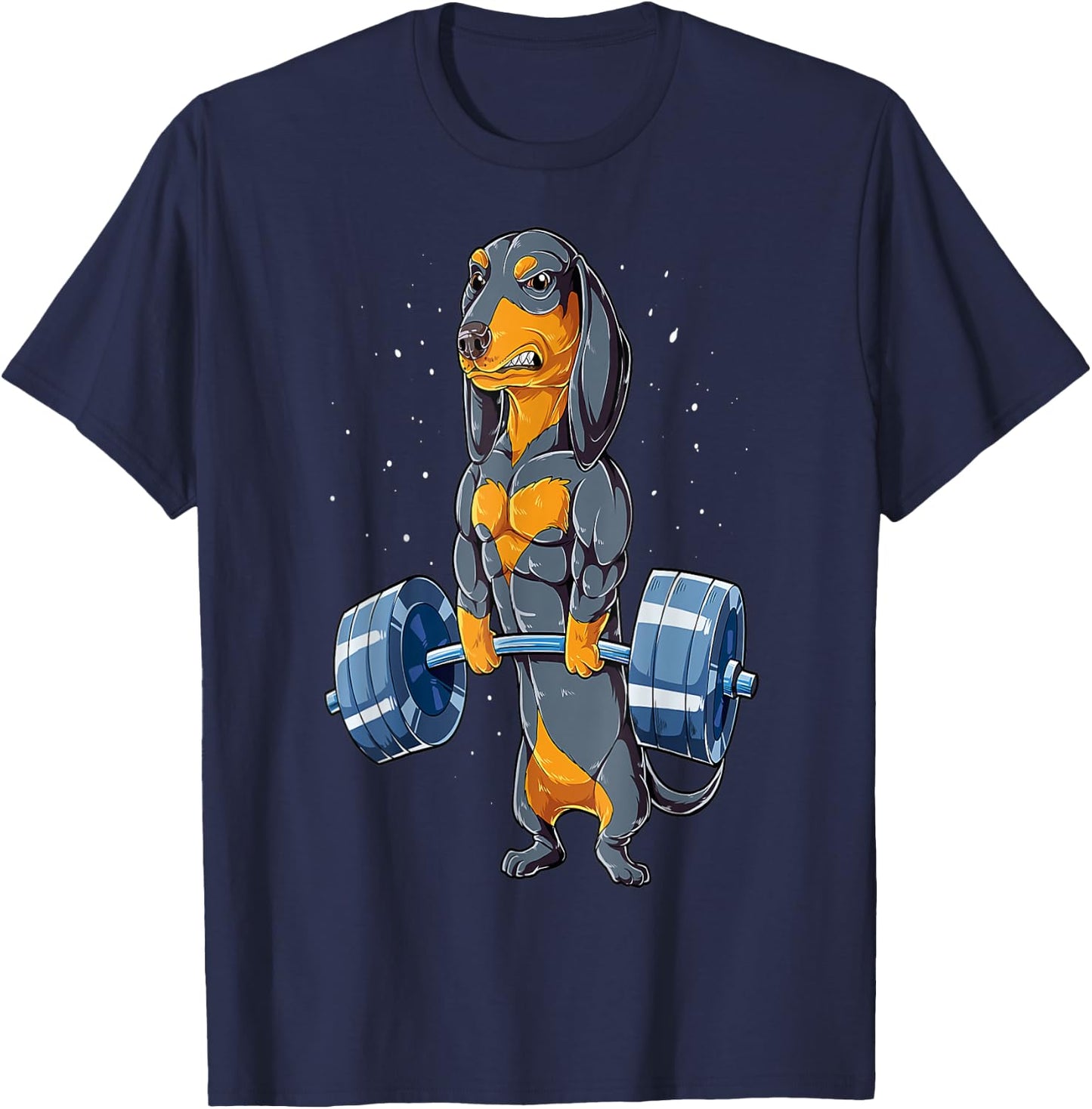 Dachshund Weightlifting Funny Bodybuilder Weight Lifter T-Shirt - T-Shirt | Navy