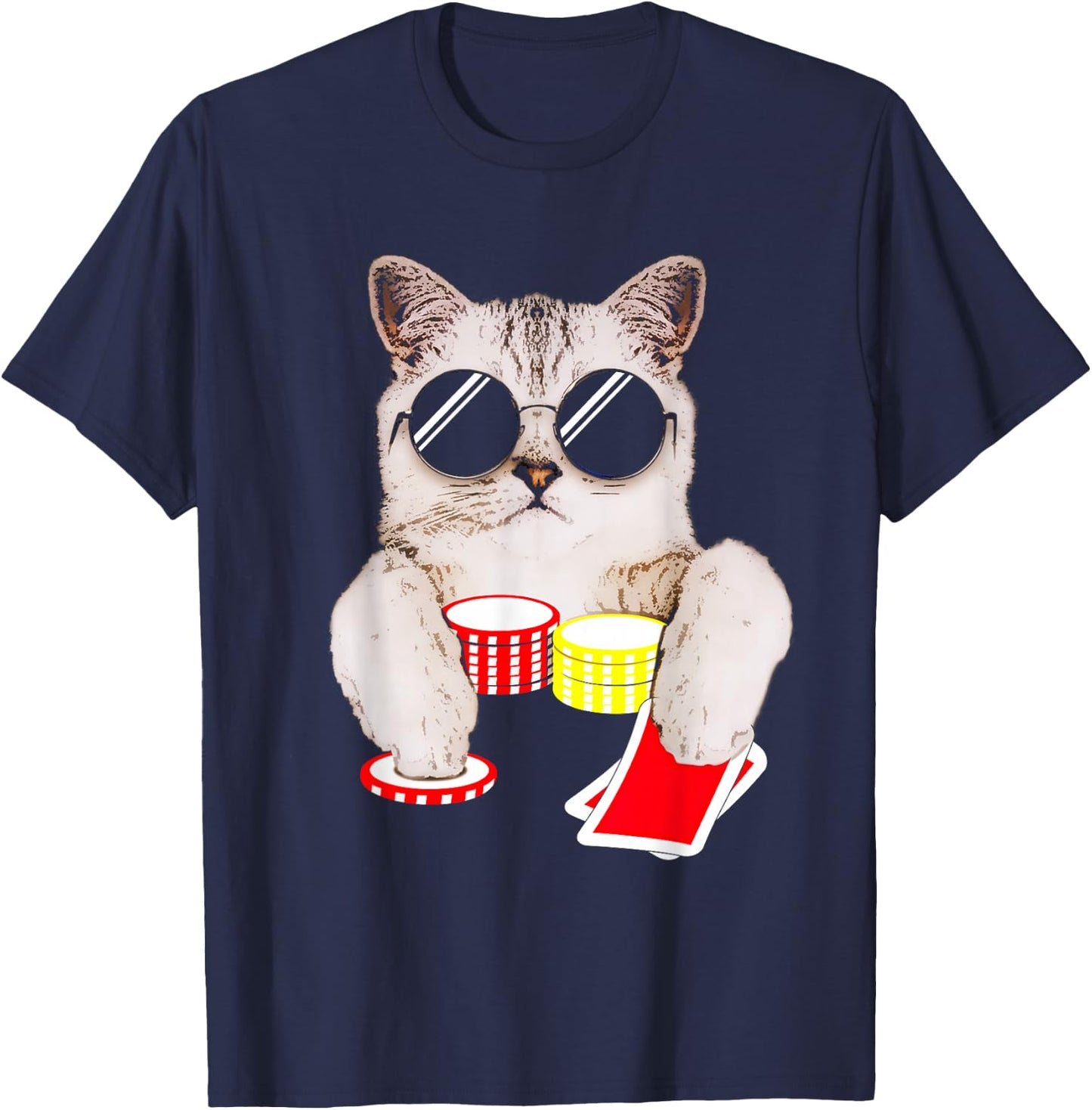 Texas Holdem Poker Cat T-Shirt - T-Shirt | Navy