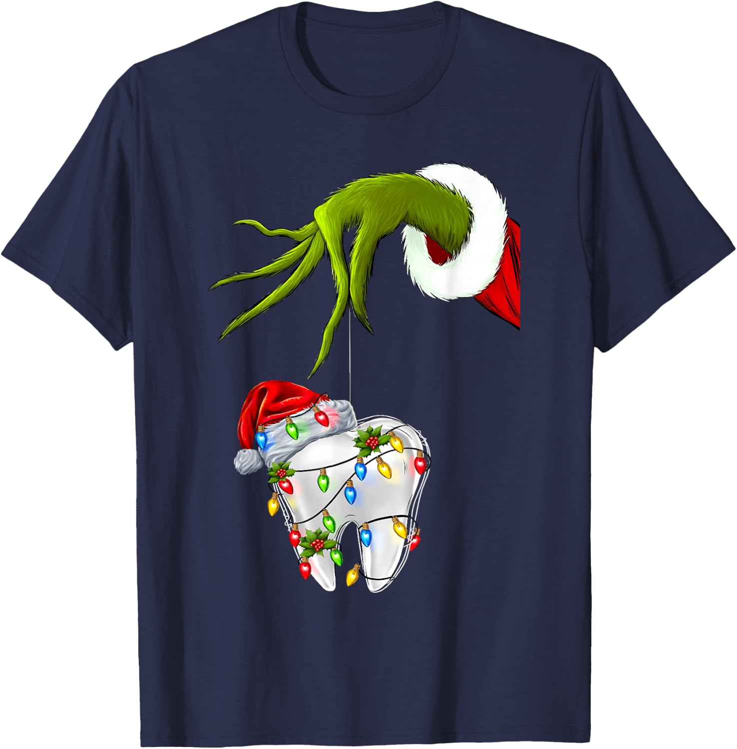 Tooth Dentist Dental Assistant Teeth Christmas Xmas Holiday T-Shirt - T-Shirt | Navy