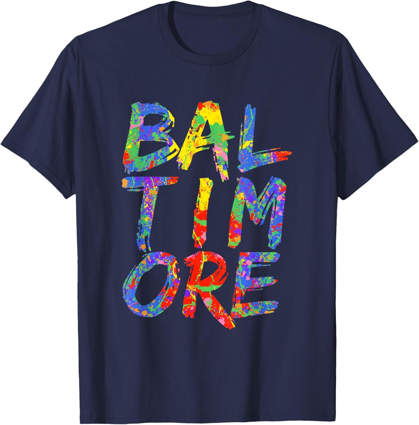 Baltimore Artwork Colorful Rainbow Maryland Gift Baltimore T-Shirt - T-Shirt | Navy