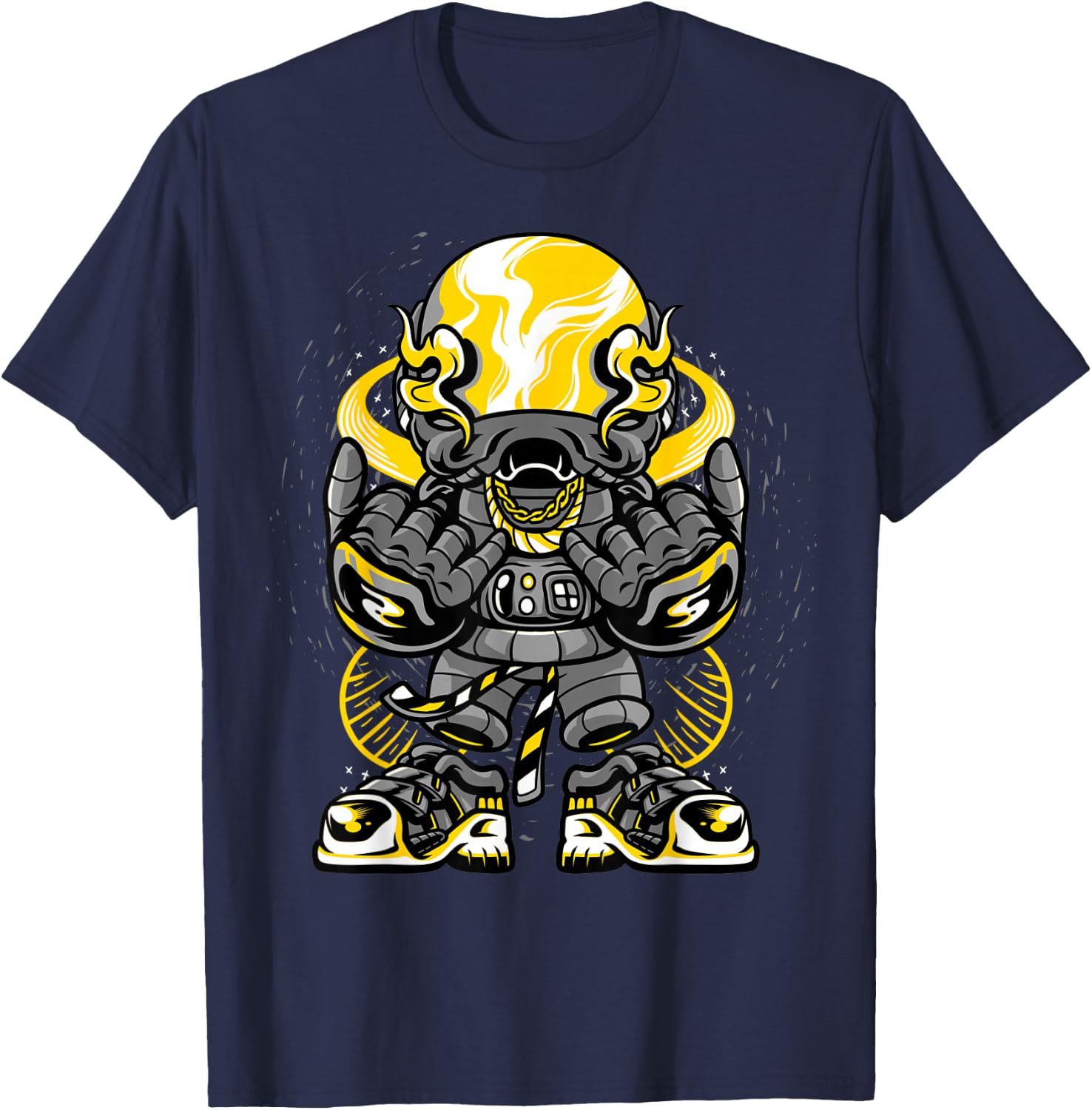 Urban Graffiti Style Astronaut Cool Hip Hop Theme Design T-Shirt - T-Shirt | Navy