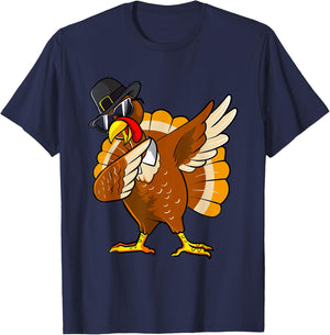 Dabbing Turkey Thanksgiving Day Gifts Pilgrim Boys Kids Men T-Shirt - T-Shirt | Navy