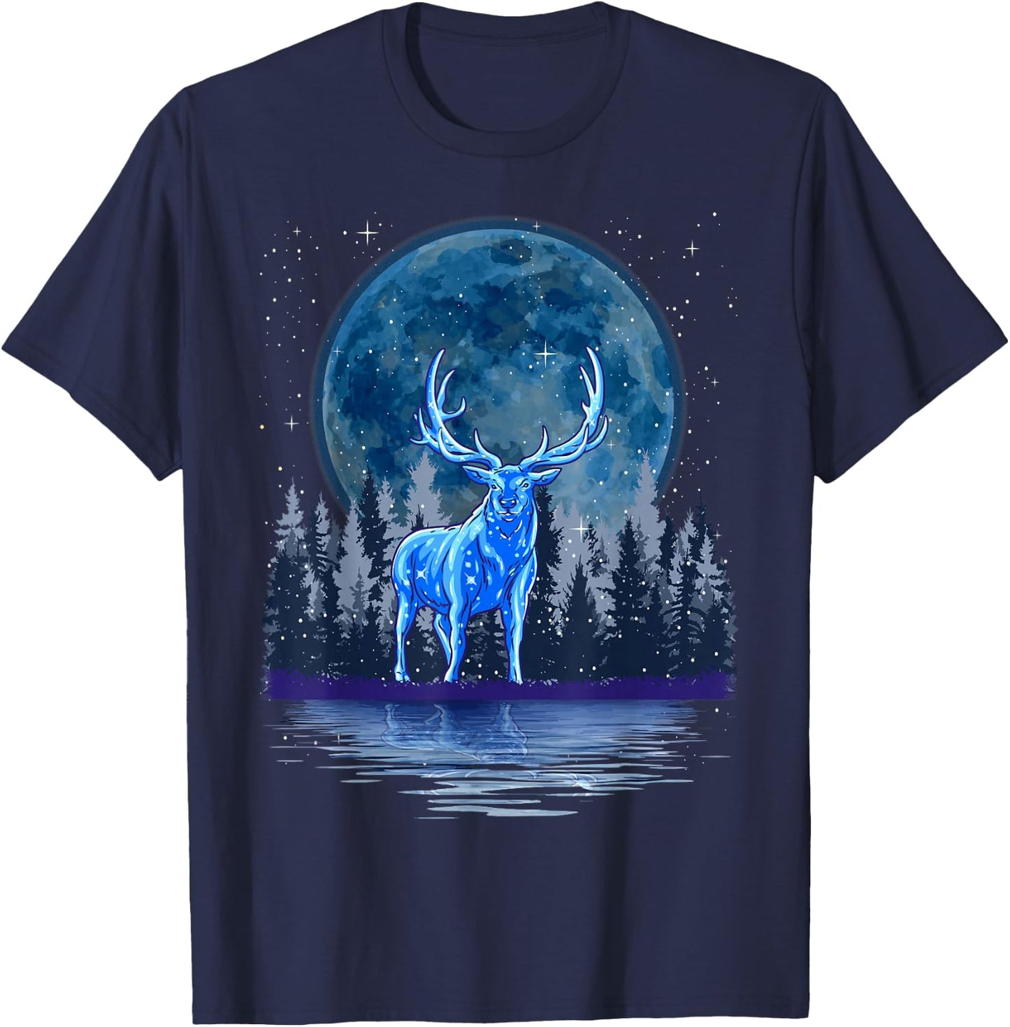 Vintage Winter Elk Reindeer T-Shirt - T-Shirt | Navy