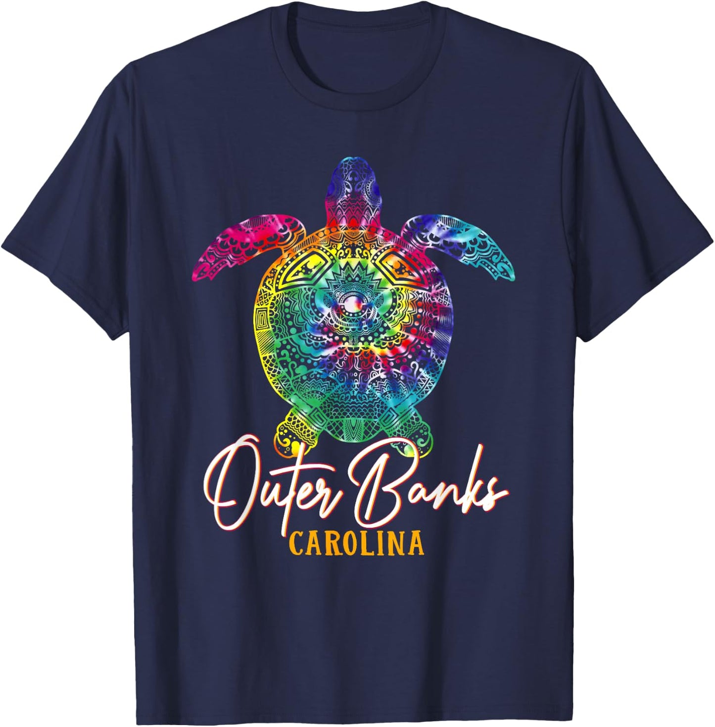 Outer Banks Tie Dye Sea Turtle Carolina Family Vacation T-Shirt - T-Shirt | Navy