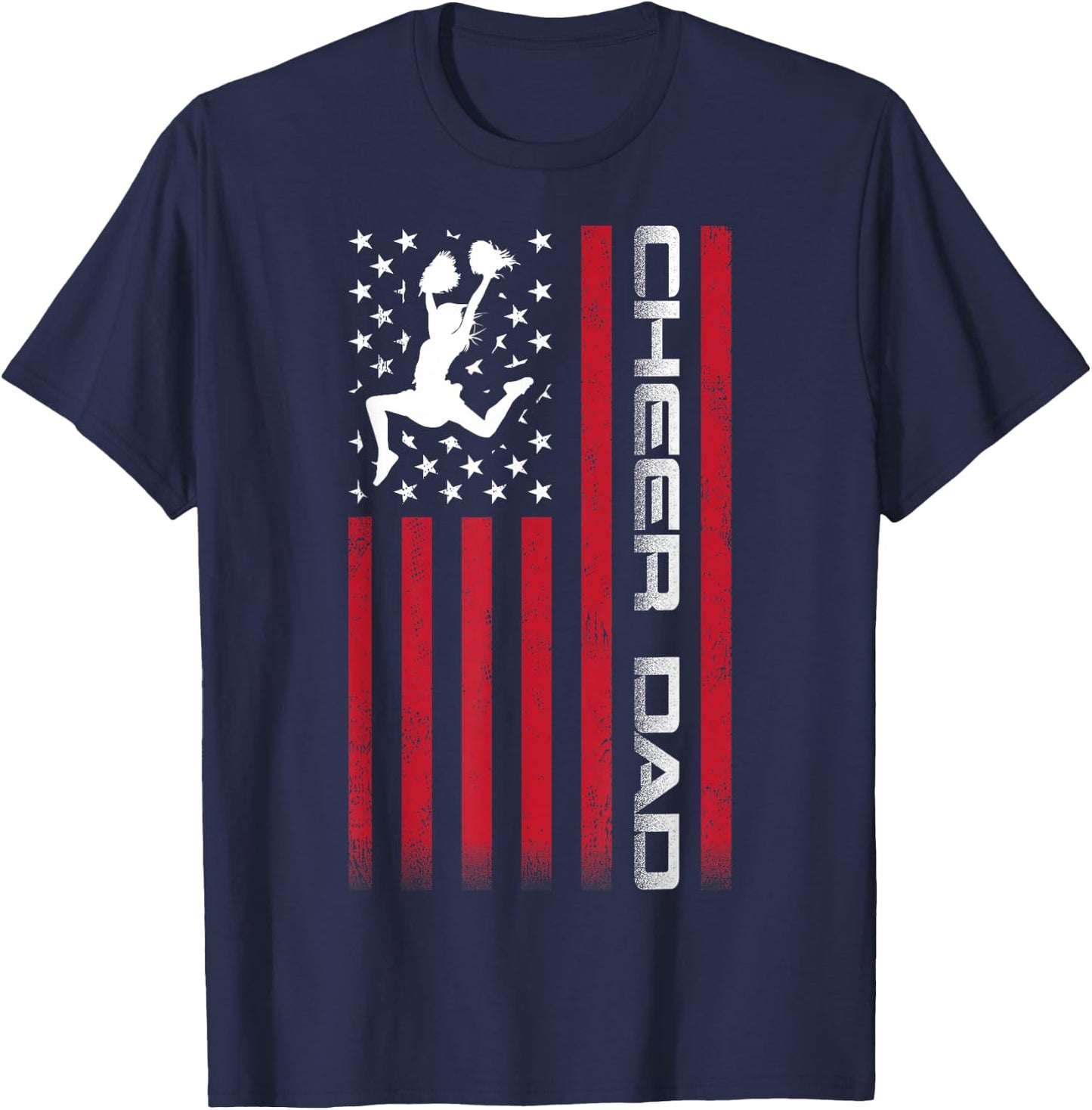 4th of July US Flag Cheer Dad Shirt for Father's Cheer T-Shirt - T-Shirt | Navy
