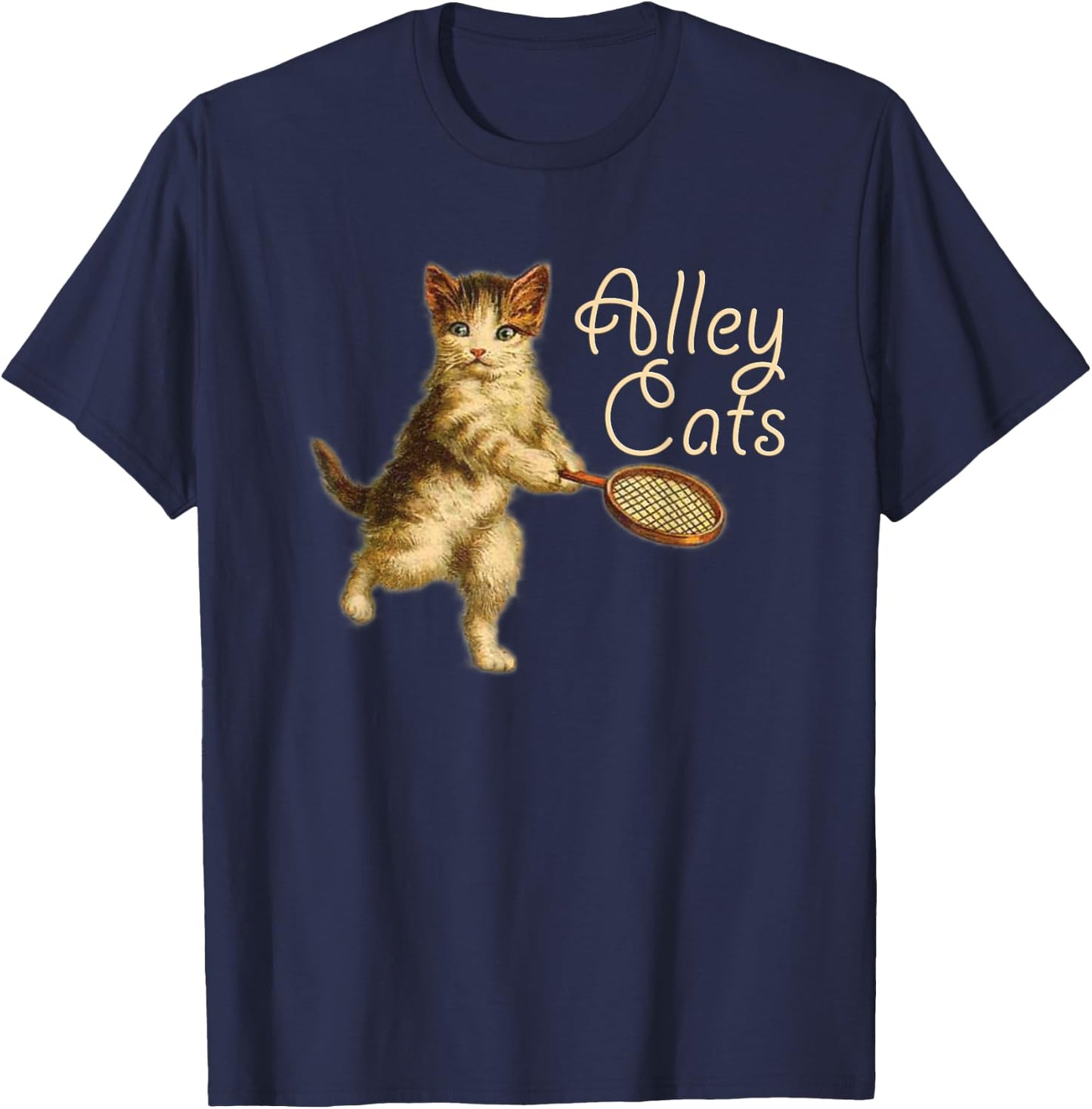 Cute, Funny Alley Cats Tennis T-Shirt - T-Shirt | Navy