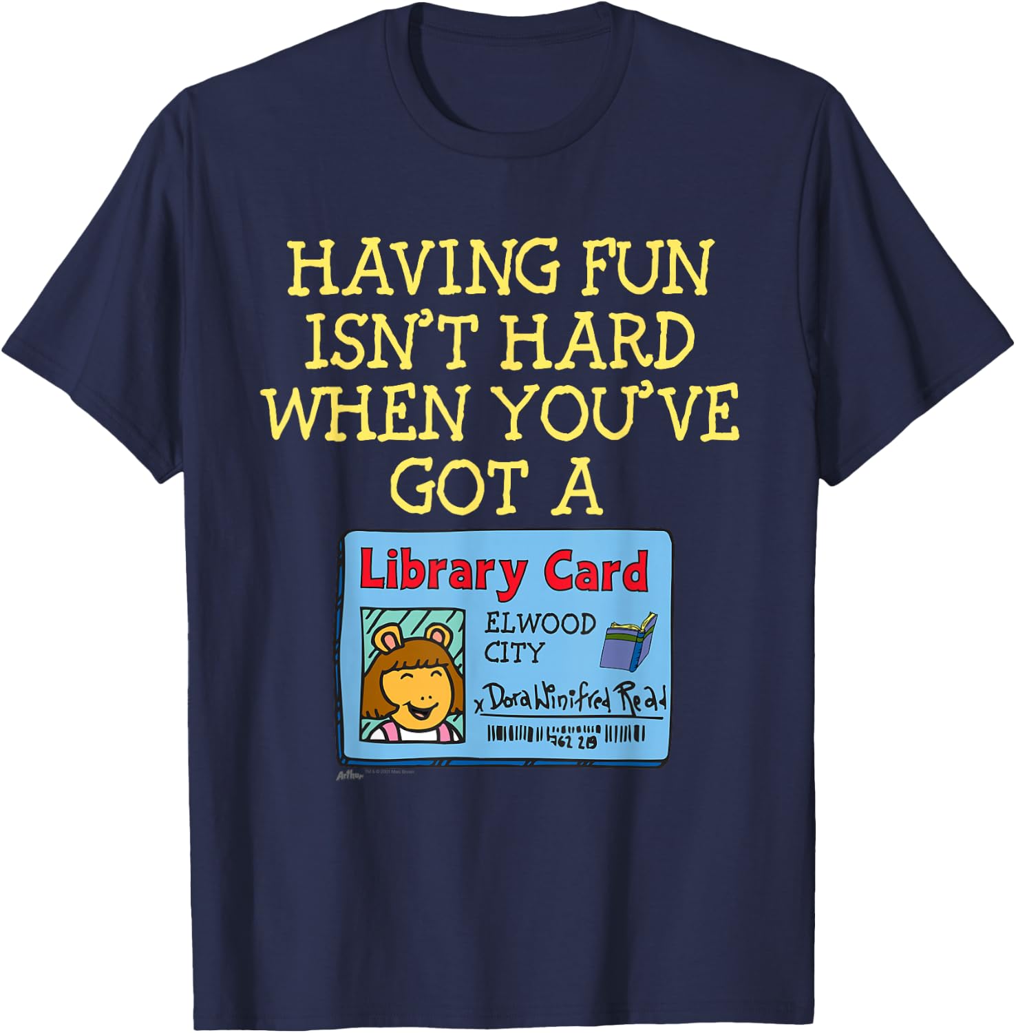 Arthur Men's Black Cartoon , Short Sleeve, Small, Classic Fit T-Shirt - T-Shirt | Navy