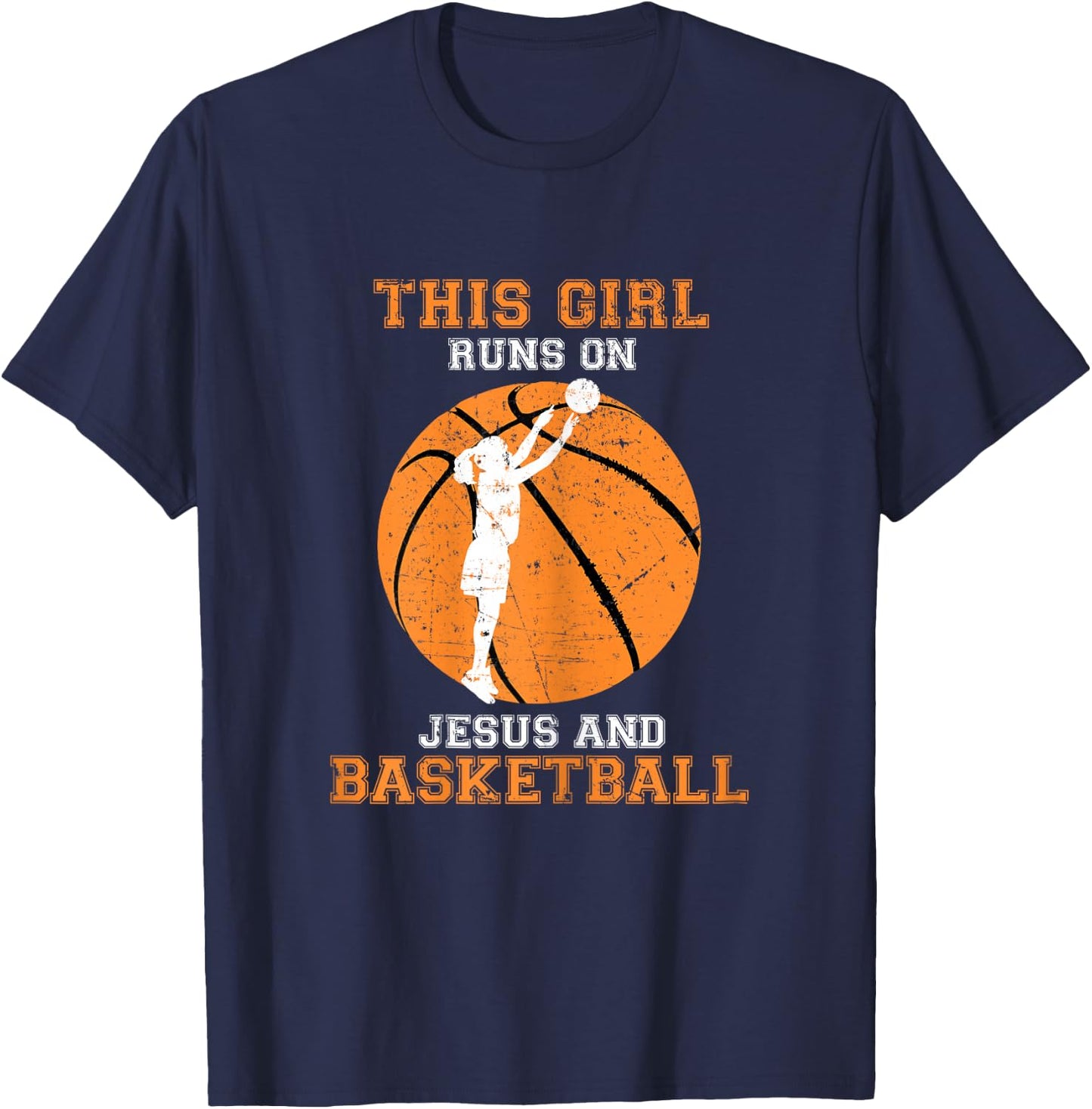 Jesus Basketball Sayings Christian Gifts Teen Girls Graphic T-Shirt - T-Shirt | Navy
