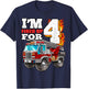 I'm Fired Up for 4 Fireman 4th Birthday Party Firetruck Boys T-Shirt - T-Shirt | Navy