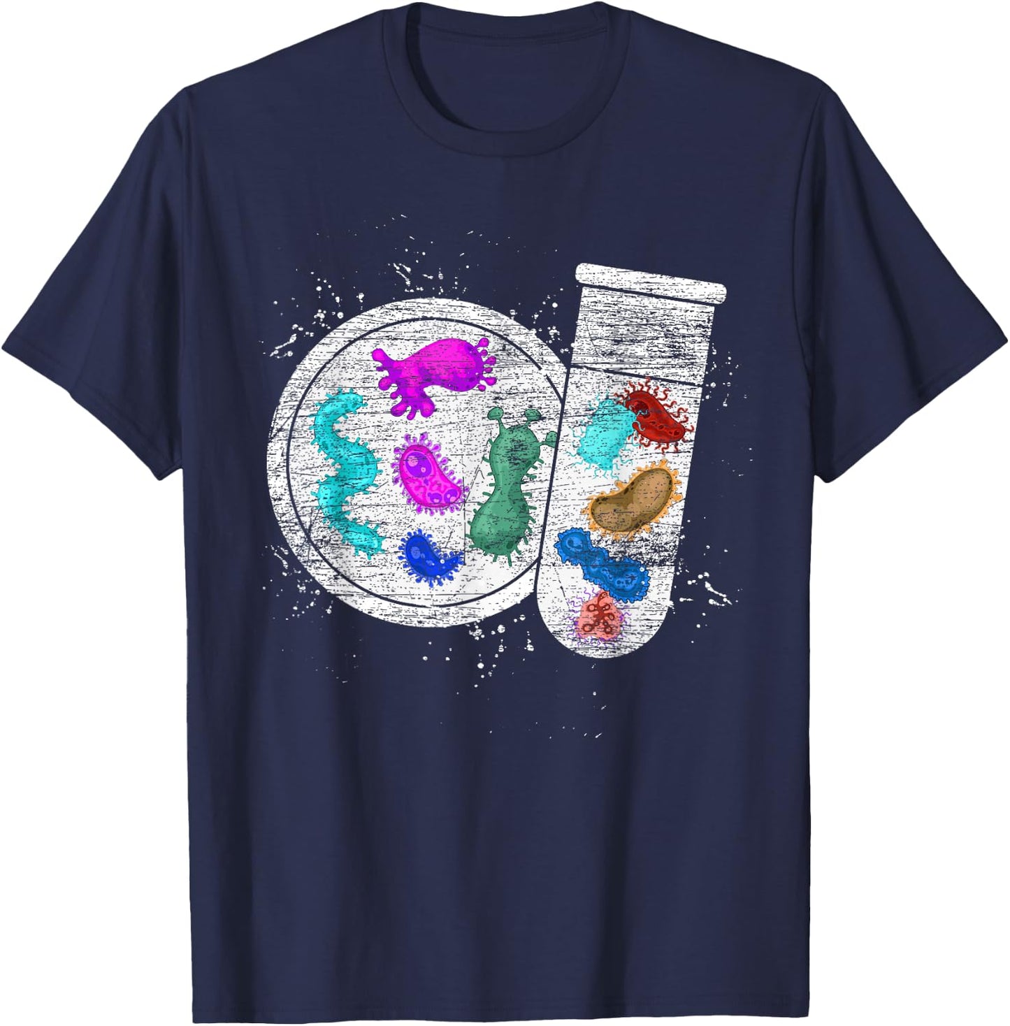 Biology Laboratory Microbiology Science Bacteria T-Shirt - T-Shirt | Navy