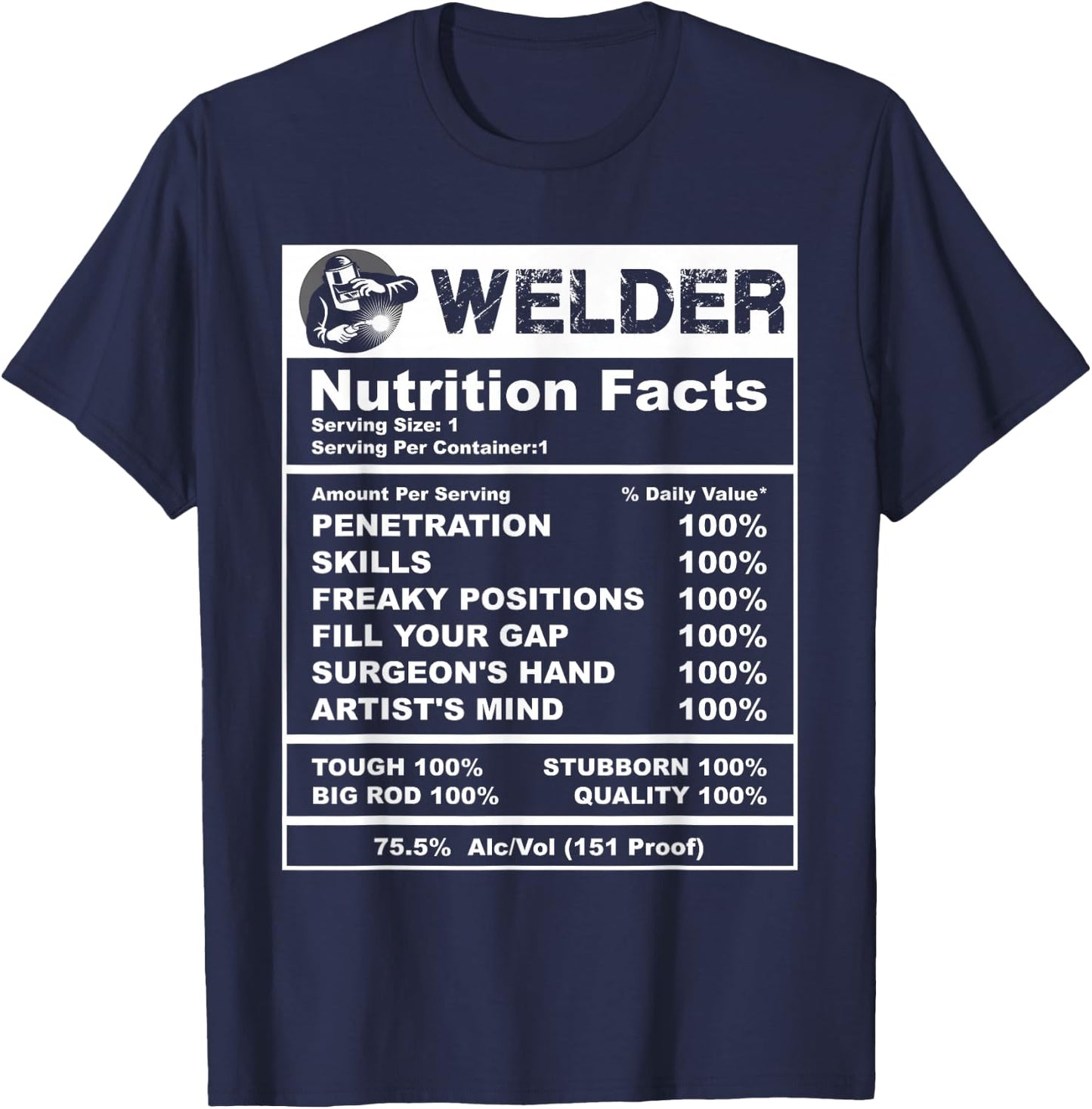 Welder Nutrition Facts Welder T-Shirt - T-Shirt | Navy
