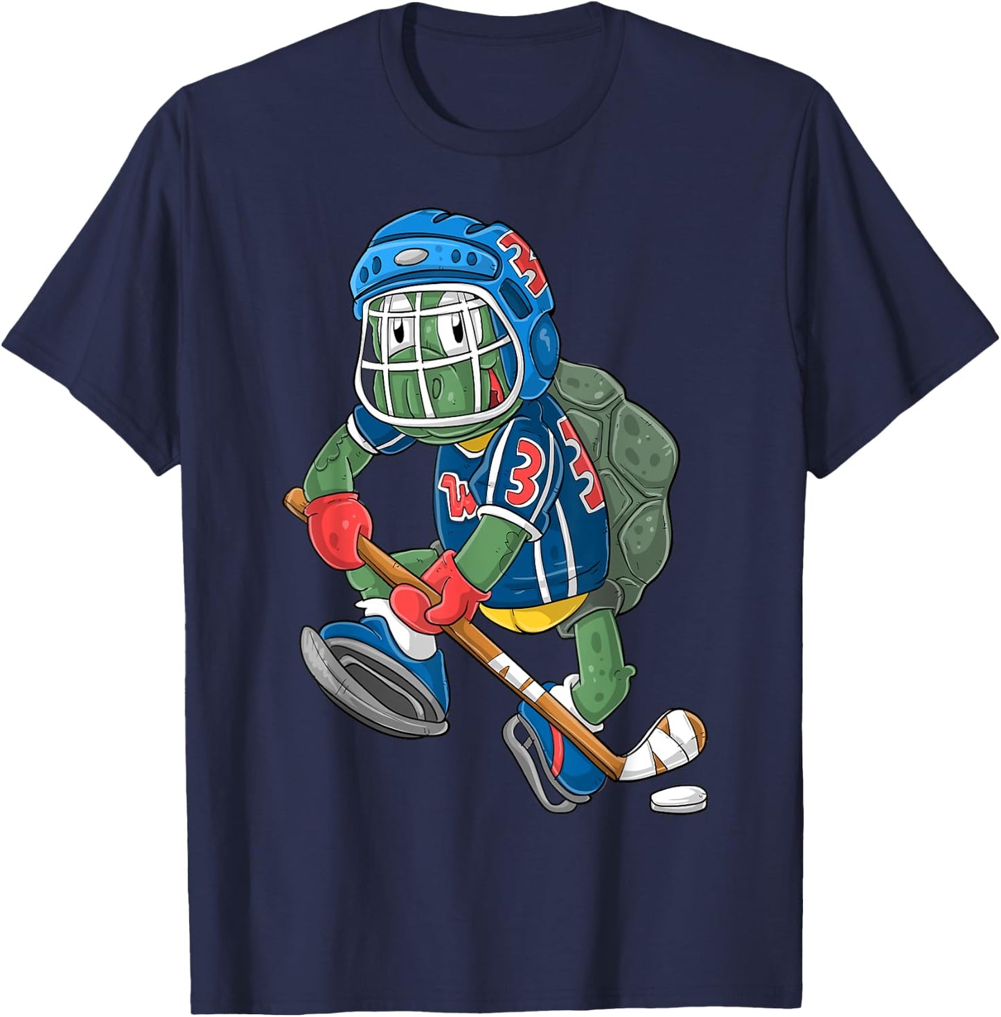 Ice Hockey Player Turtle T-Shirt - T-Shirt | Navy