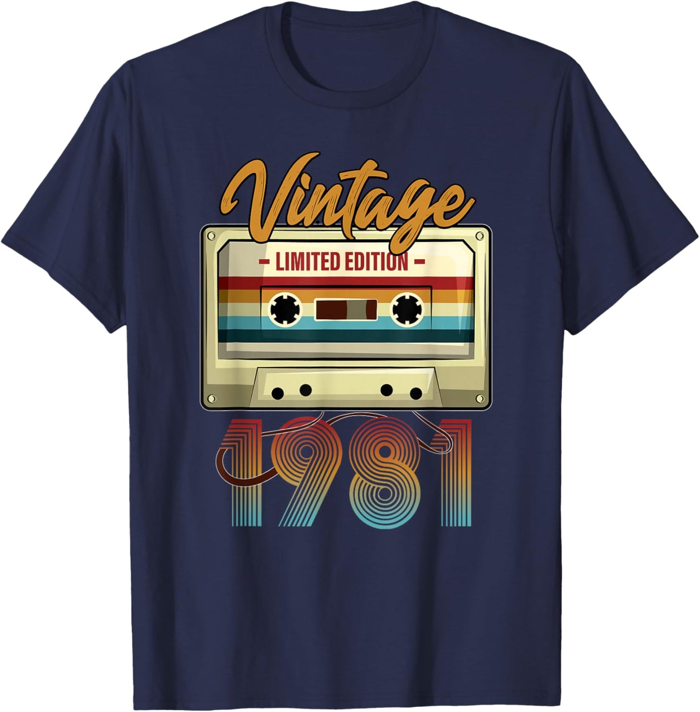 Vintage 1981 44th birthday cassette tape women B-day T-Shirt - T-Shirt | Navy