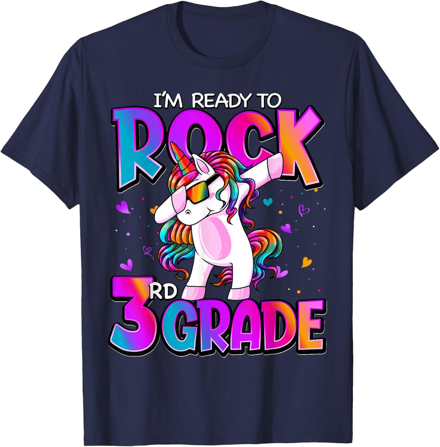 I'm Ready To Rock 3rd Grade Unicorn Back To School Girls T-Shirt - T-Shirt | Navy