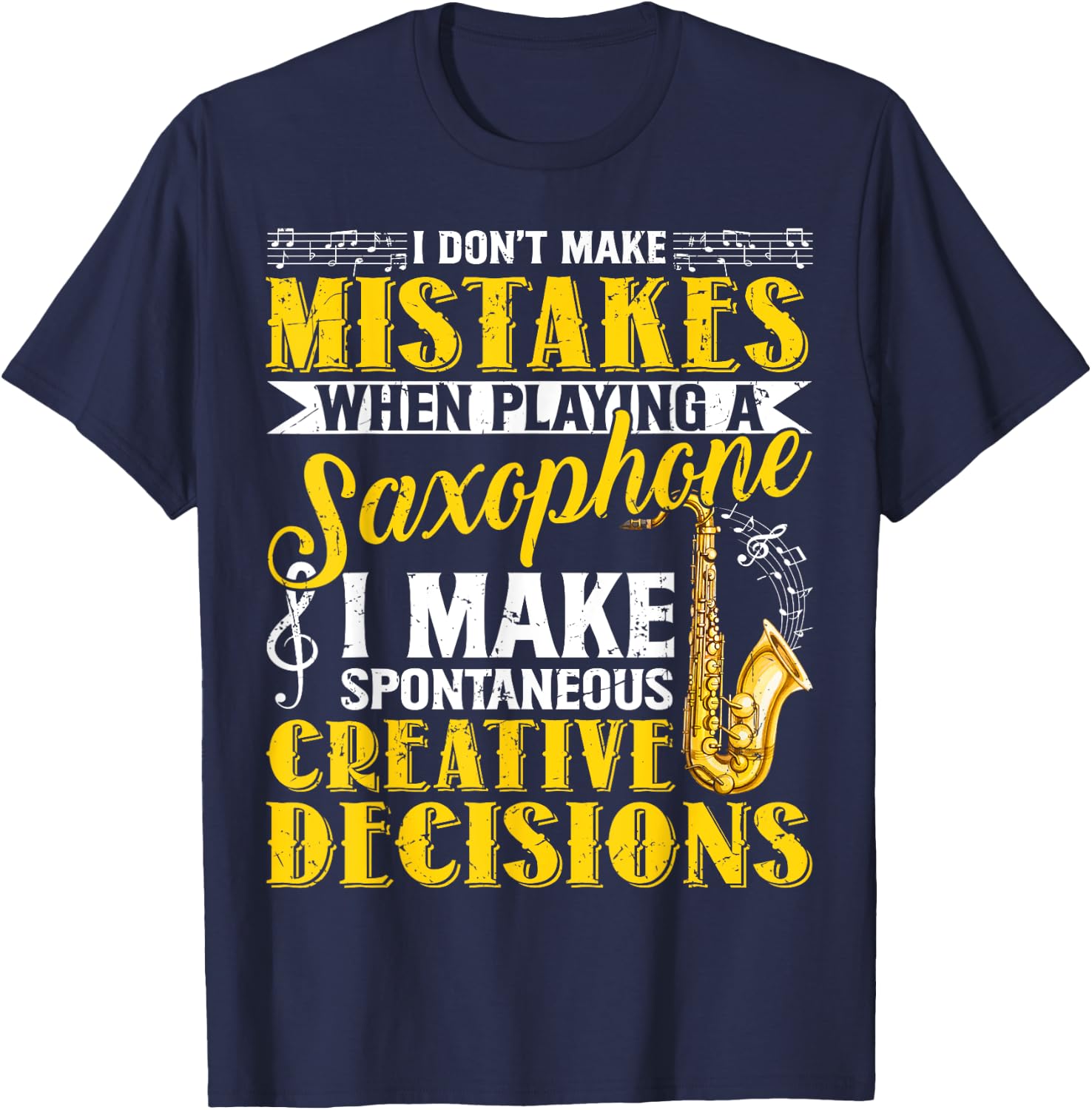 Funny Tenor Saxophone Gift Men Women Boys Girls Sax Players T-Shirt - T-Shirt | Navy
