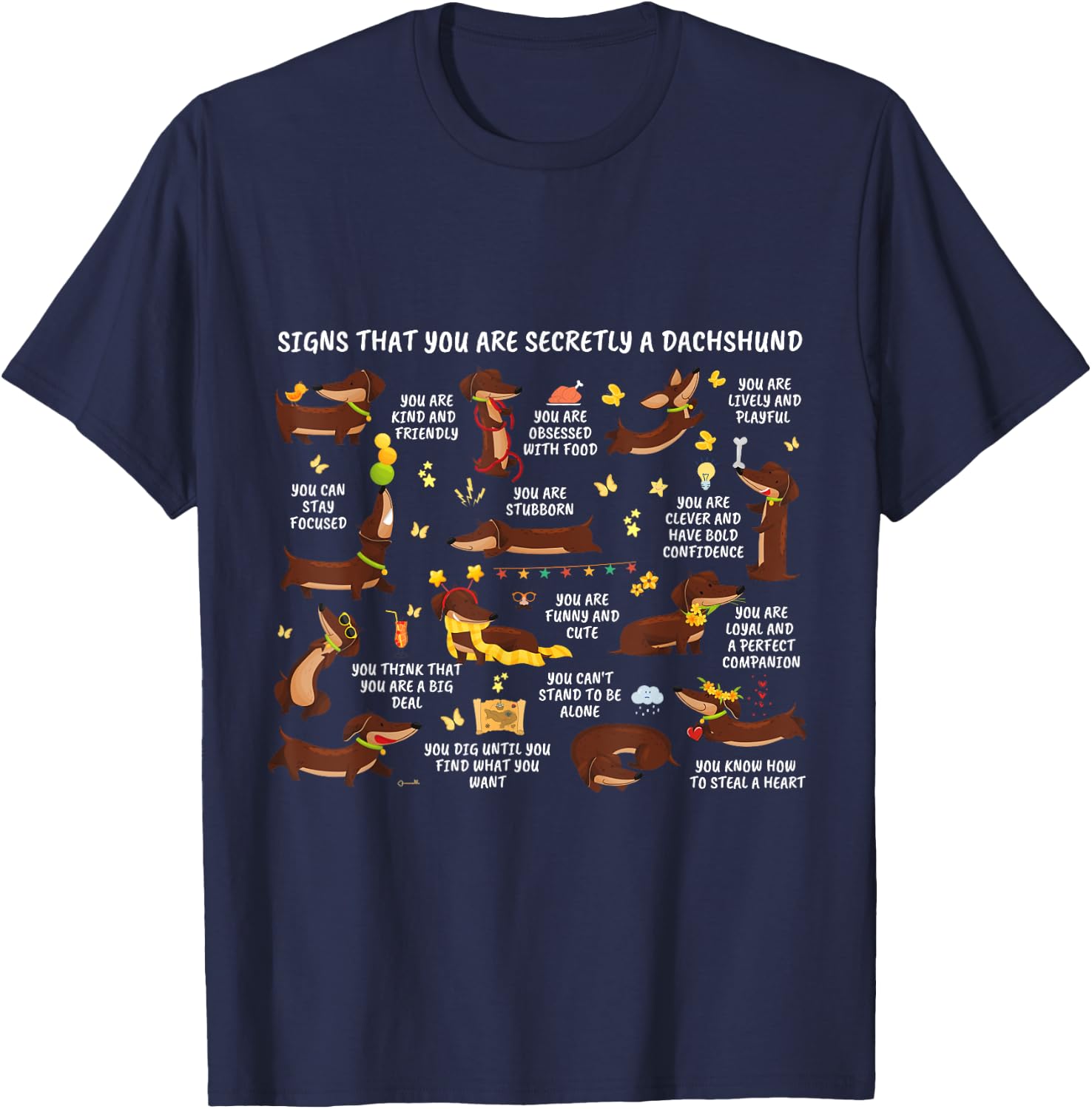 Secretly Dachshund Crazy Dog Lady Sausage Dog Lover Funny T-Shirt - T-Shirt | Navy