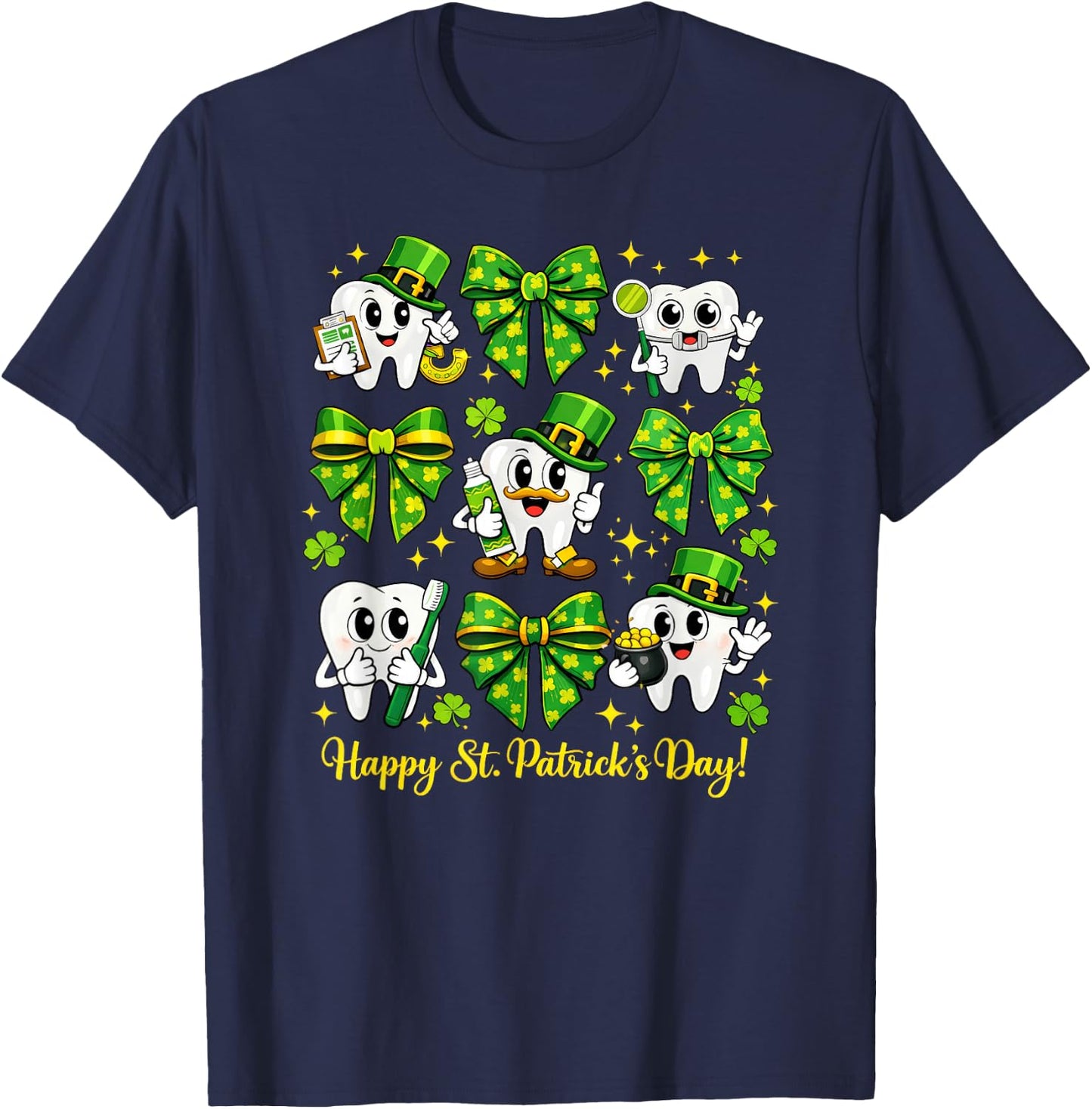 St Patrick Dentist Dental Teeth T-Shirt - T-Shirt | Navy