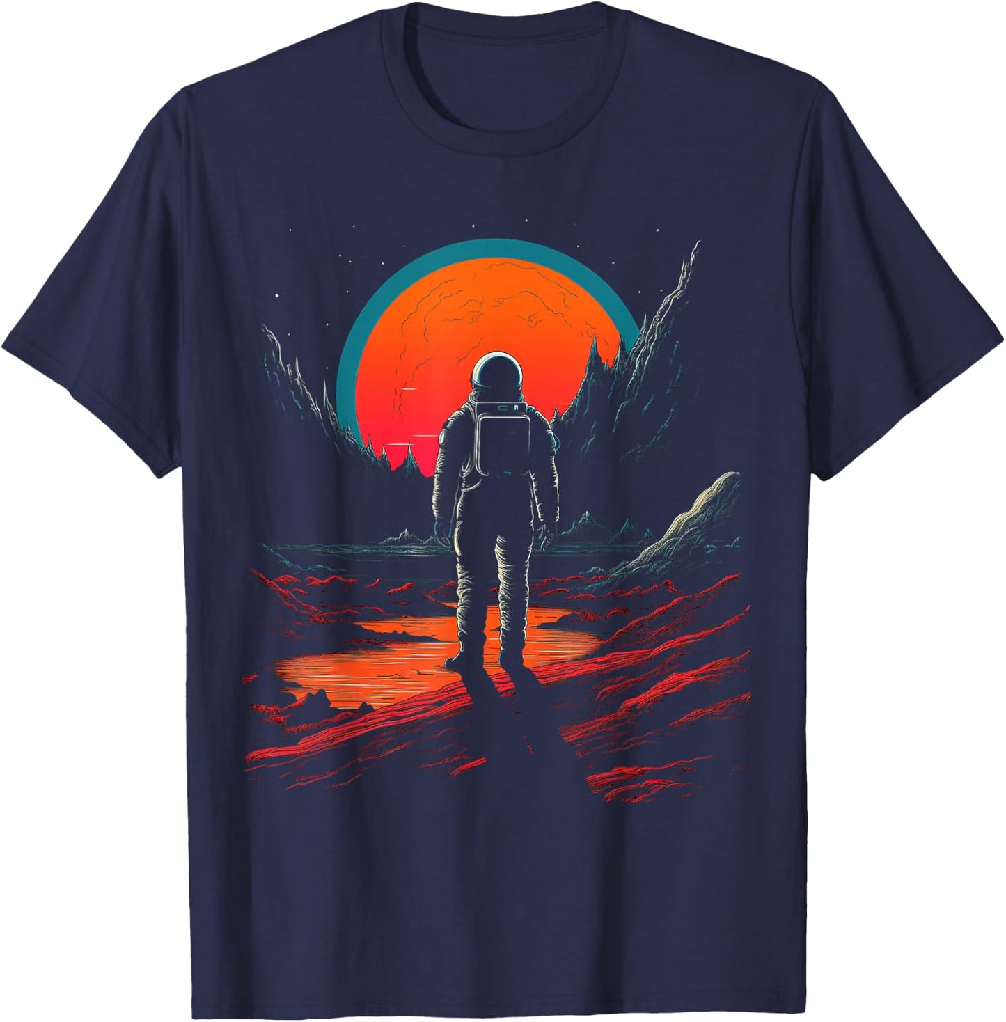 Astronaut Mountains Space Astronaut T-Shirt - T-Shirt | Navy