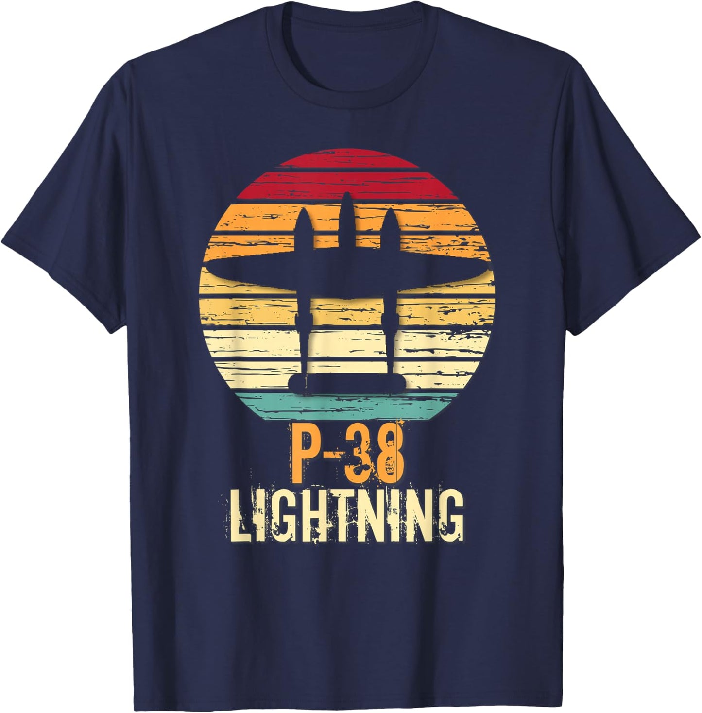 Vintage Warbird P-38 Lightning Fighter Airplane T-Shirt - T-Shirt | Navy