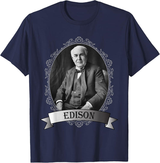 Thomas Edison Portrait Shirt T-Shirt - T-Shirt | Navy
