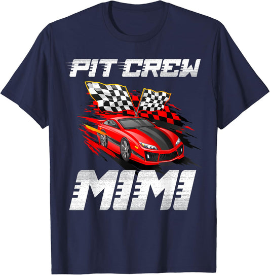 Pit Crew Mimi Race Car Birthday Racing Car Family T-Shirt - T-Shirt | Navy