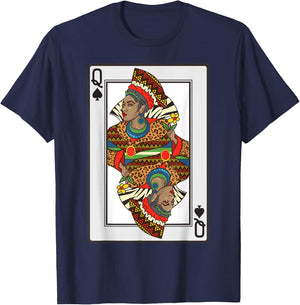 Queen Spades African American Card Halloween Gift T-Shirt - T-Shirt | Navy
