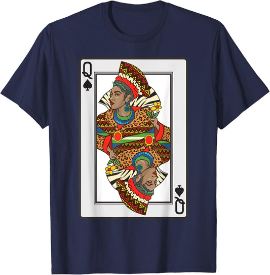 Queen Spades African American Card Halloween Gift T-Shirt - T-Shirt | Navy