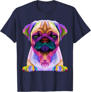 Pug Pop Art Colorful Portrait for Dog Lovers T-Shirt - T-Shirt | Navy