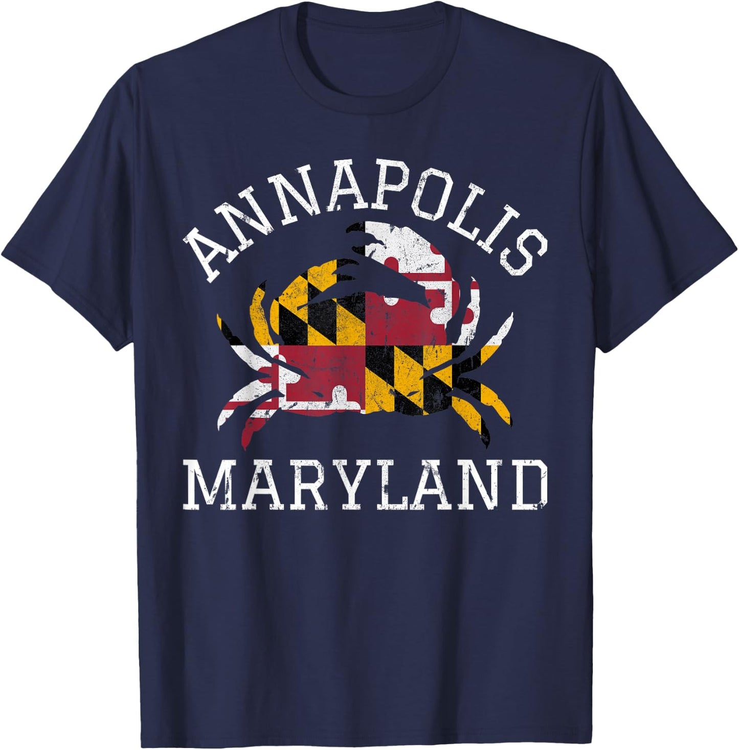 Annapolis Maryland Crab State Flag Home Travel Vintage T-Shirt - T-Shirt | Navy