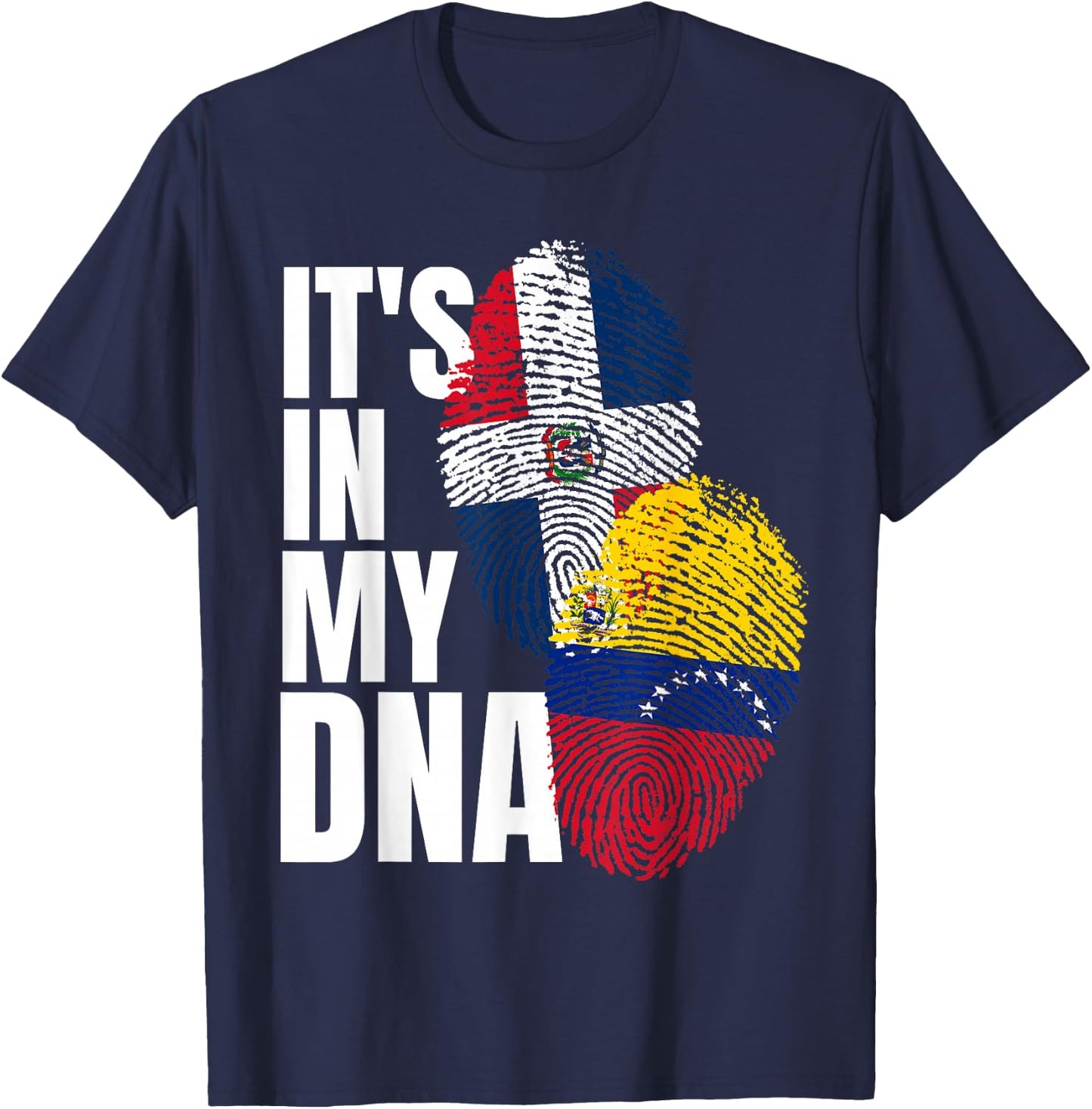 Dominican And Venezuelan DNA Mix Flag Heritage T-Shirt - T-Shirt | Navy
