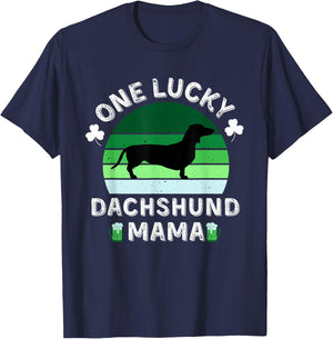 One Lucky Dachshund Mama Funny St Patrick's Day Women T-Shirt - T-Shirt | Navy