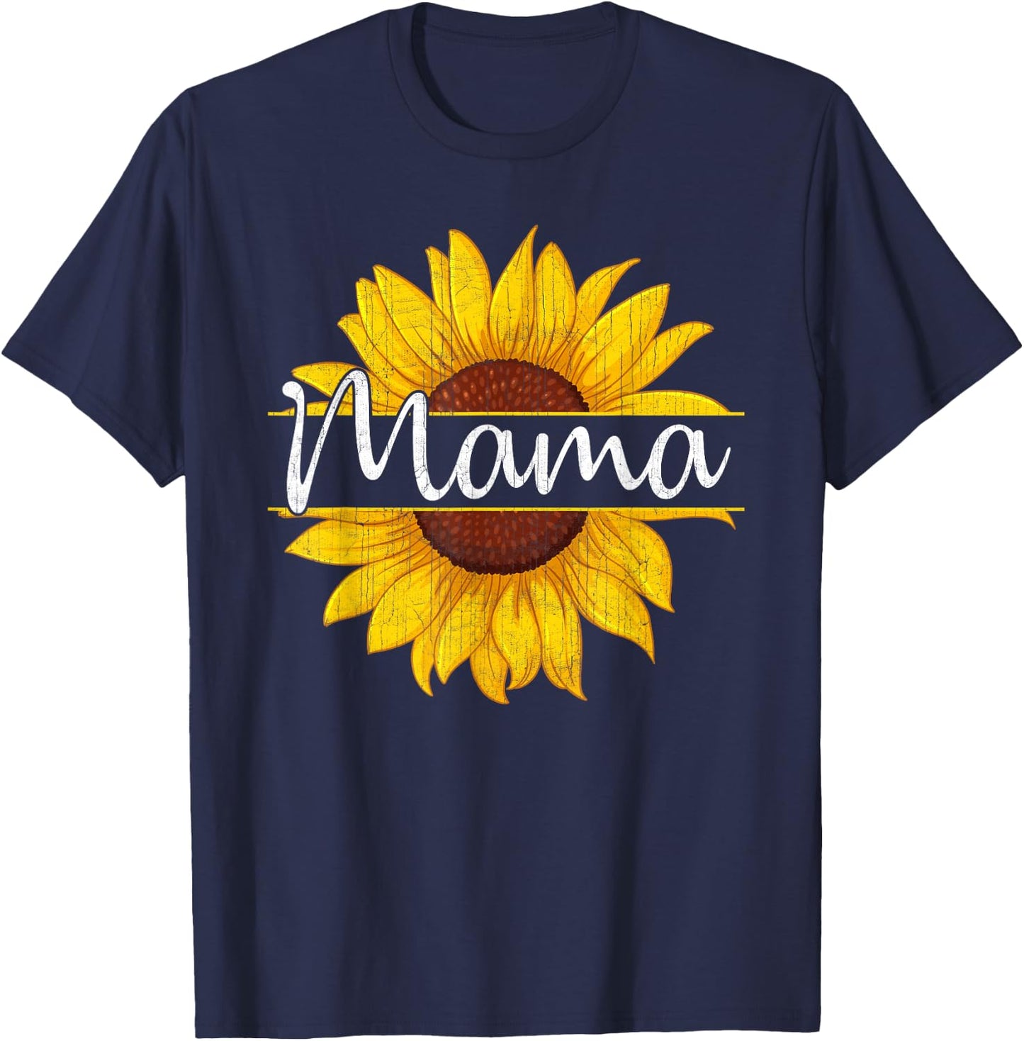 Summer Vintage Yellow Sunflower Graphic Sunflower Mama T-Shirt - T-Shirt | Navy